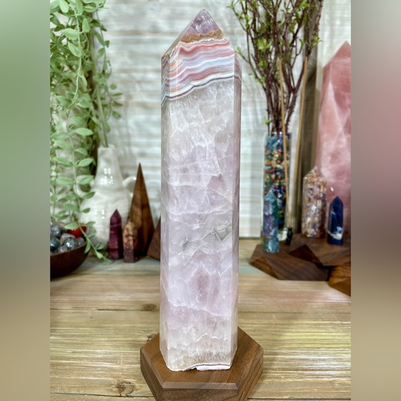 1047 Blue Agate with Purple Amethyst Crystal Tower - Large 8-1/2 Inches Tall - Picture 8 of 14